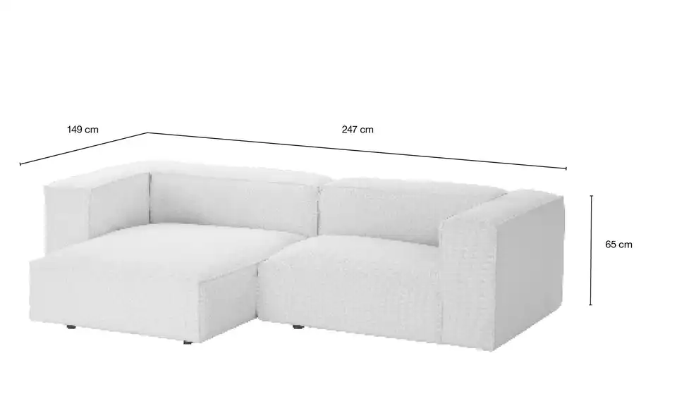 Ecksofa Noé, Bemaßung