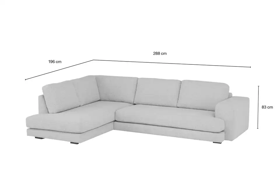 Ecksofa Alva, Bemaßung