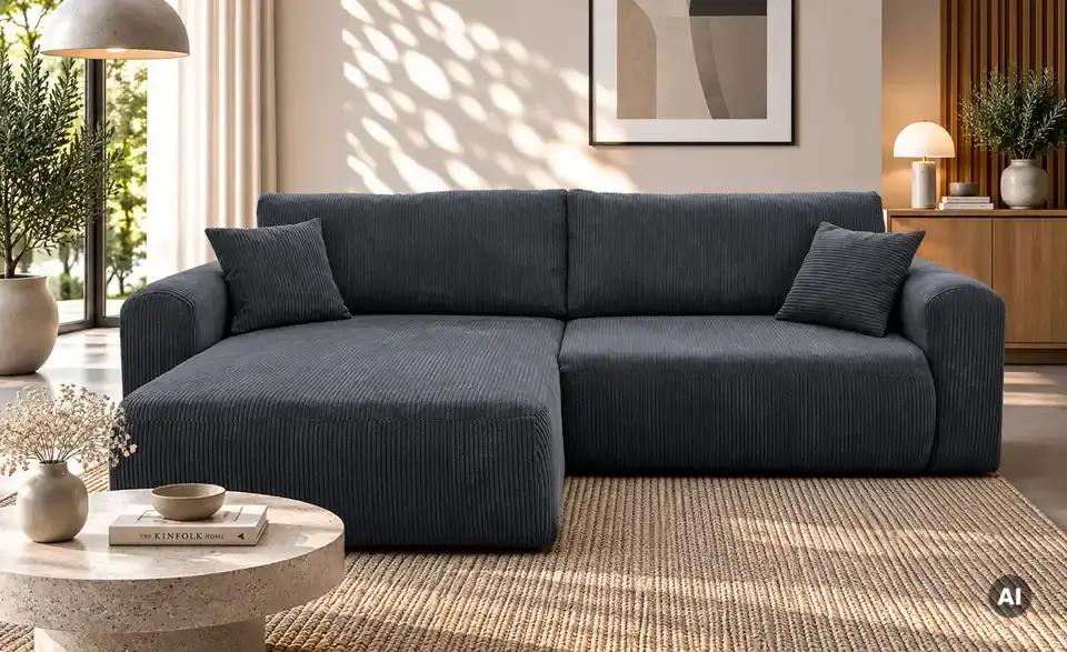 Ecksofa Henna mit Schlaffunktion, in Wohnsituation