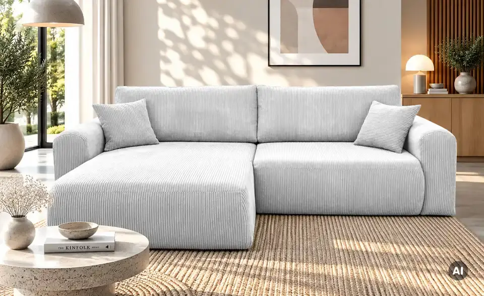 Ecksofa Henna mit Schlaffunktion, in Wohnsituation