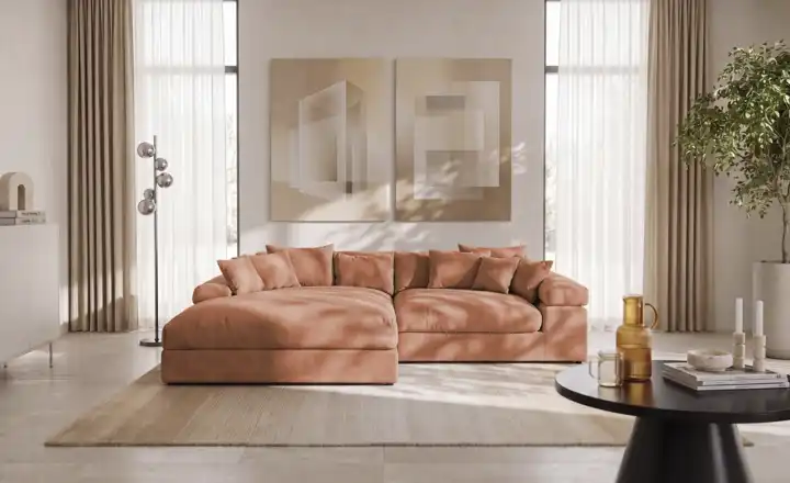 Couch Rostrot smart Ecksofa Lianea | links, Rostrot