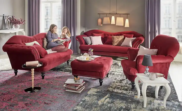 smart Sofa 3-sitzig rot - Mikrofaser Sissi