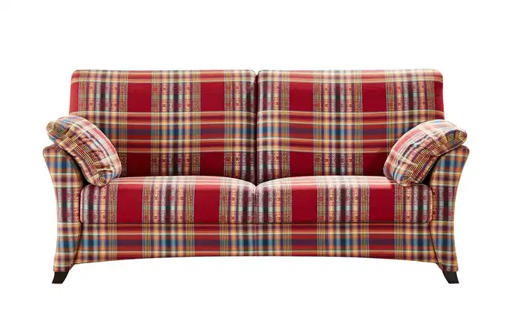  Sofa 3-sitzig rot/kariert - Webstoff Mikado