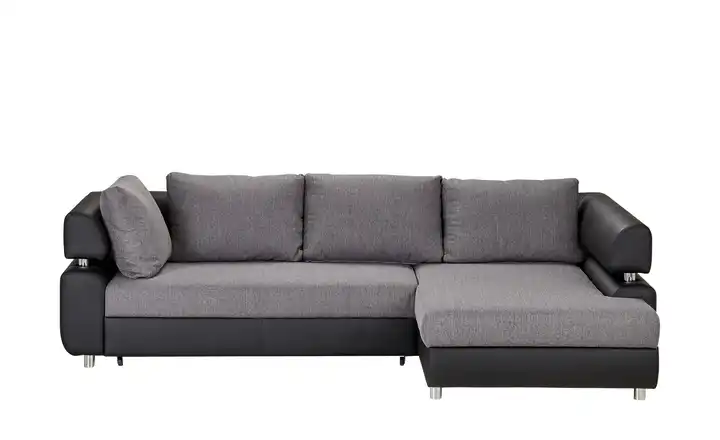 switch Ecksofa mit Schlaffunktion schwarz/grau - Kunstleder/Webstoff Panama