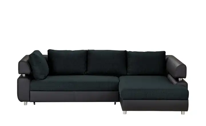 switch Ecksofa mit Schlaffunktion  schwarz - Kunstleder/Webstoff Panama