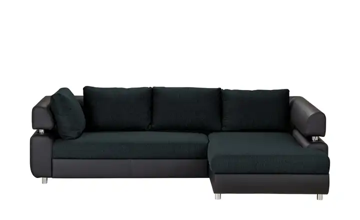 switch Ecksofa schwarz - Kunstleder/Webstoff Panama