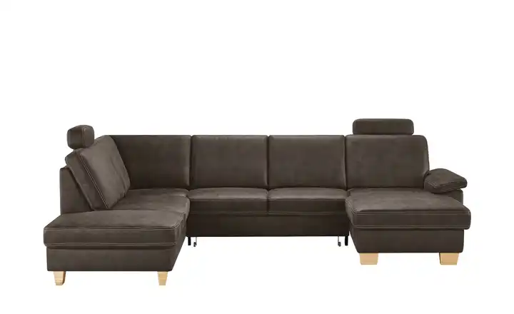 meinSofa Wohnlandschaft  braun - Leder/Mikrofaser Samu