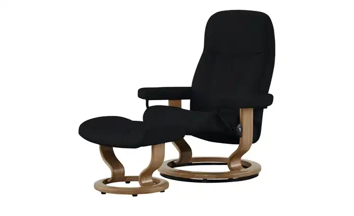 Stressless Relaxsessel mit Hocker schwarz - Leder Consul M