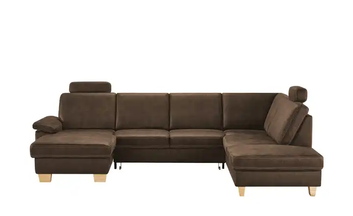 meinSofa Wohnlandschaft  braun - Leder/Mikrofaser Samu