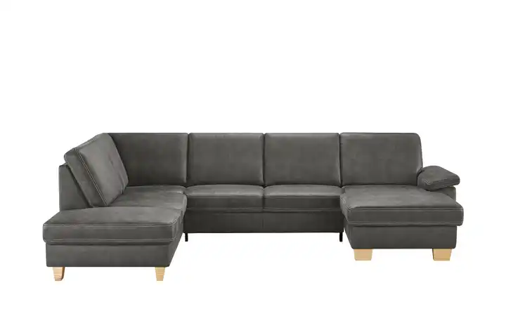 meinSofa Wohnlandschaft  grau - Leder/Mikrofaser Samu