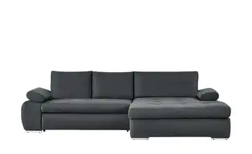 smart Ecksofa grau - Flachgewebe Ibby Grau rechts Flachgewebe grob