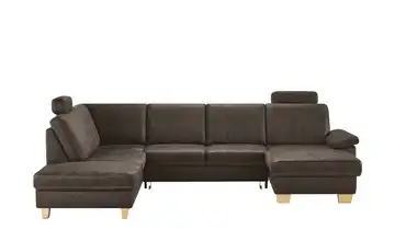 meinSofa Wohnlandschaft braun - Leder/Mikrofaser Samu Erweiterte Funktion Moccabraun links