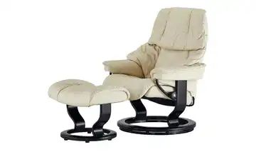 Stressless Relaxsessel mit Hocker creme - Leder Reno L Classic L Creme Schwarz