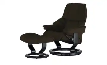 Stressless Relaxsessel mit Hocker braun - Leder Reno L Classic L Braun Schwarz