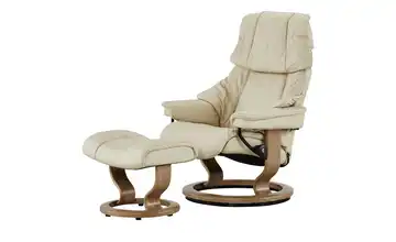 Stressless Relaxsessel mit Hocker creme - Leder Reno M Classic M Creme Eiche