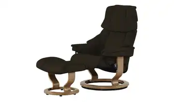 Stressless Relaxsessel mit Hocker braun - Leder Reno M Classic M Braun Eiche