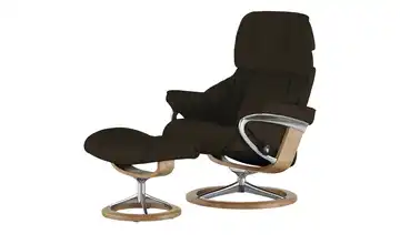 Stressless Relaxsessel mit Hocker braun - Leder Reno M Signature M Braun Eiche