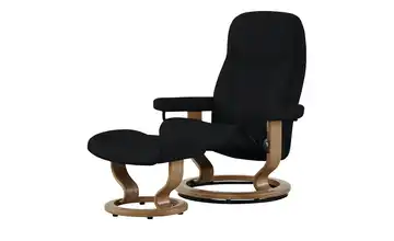 Stressless Relaxsessel mit Hocker schwarz - Leder Consul L Classic L Schwarz Eiche