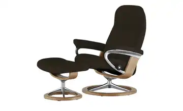 Stressless Relaxsessel mit Hocker braun - Leder Consul L Signature L Braun Eiche