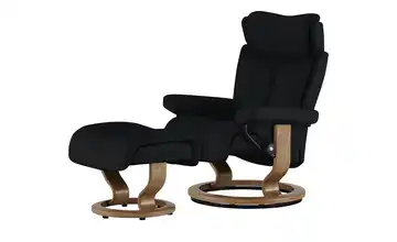 Stressless Relaxsessel mit Hocker schwarz - Leder Magic L Classic L Schwarz Eiche