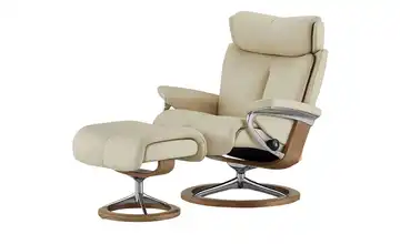 Stressless Relaxsessel mit Hocker creme - Leder Magic L Signature L Creme Eiche