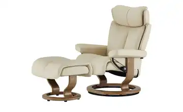 Stressless Relaxsessel mit Hocker creme - Leder Magic M Classic M Creme Eiche