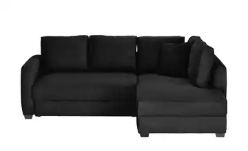 bobb Ecksofa mit Boxspringpolsterung Lisa de Luxe Schwarz rechts Webstoff grob
