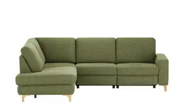 Max Schelling Ecksofa Maximum Plus Olivgrün links Erweiterte Funktion Winkel Eiche, geölt