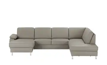 meinSofa Wohnlandschaft mit Sitz- und Rückenbezug aus Leder Kathi Grau rechts ohne