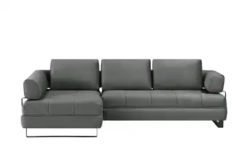 switch Ecksofa in Lederoptik Havana Grau links ohne