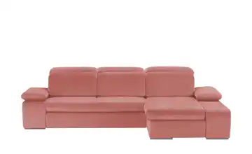 switch Ecksofa aus Mikrofaser Avilla Grundfunktion Korallenrot Mikrofaser in Velours-Optik rechts