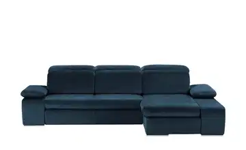 switch Ecksofa aus Mikrofaser Avilla Grundfunktion Dunkelblau Mikrofaser in Velours-Optik rechts