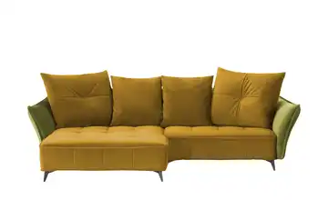 Ecksofa Crease links Currygelb / Kiwigrün