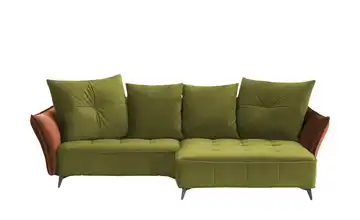 Ecksofa Crease Grün, Rostrot rechts