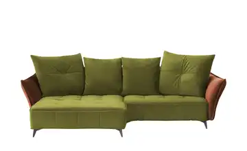 Ecksofa Crease Grün, Rostrot links