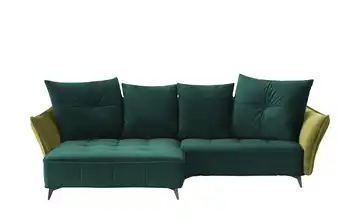 Ecksofa Crease Dunkelgrün, Grün links