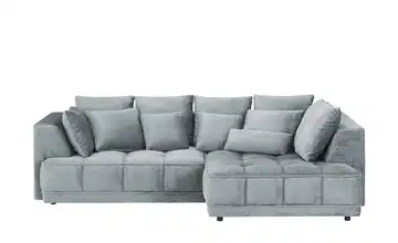 switch Ecksofa aus Samt Tiga Blau-Grau rechts ohne