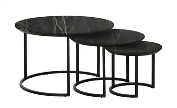 Couchtisch 3er Set Dover Marmoroptik, Schwarz