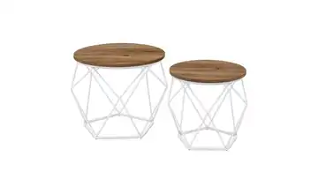 Couchtisch 2er-Set 50x50 Farbe Gestell: Weiss Braun