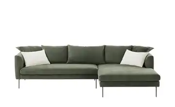 Gray & Jones Ecksofa aus Cord rechts Olivgrün