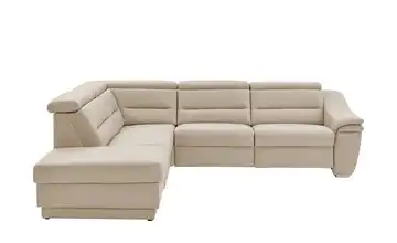 meinSofa Ecksofa  Ivonne  Beige Stauraum, manuelle Kopfteilverstellung, Wall-Away-Funktion, elektrische Kopfteilverstellung links