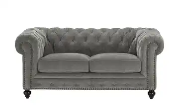 uno Einzelsofa Chesterfield Stoff Grau 2