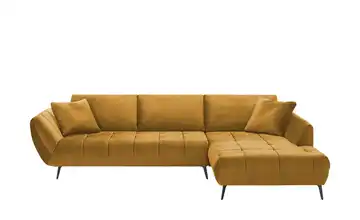 bobb Ecksofa mit Sitztiefenverstellung Carly Mikrofaser Curry rechts