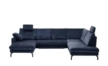 meinSofa Wohnlandschaft aus Mikrofaser Grace Dunkelblau rechts Erweiterte Funktion