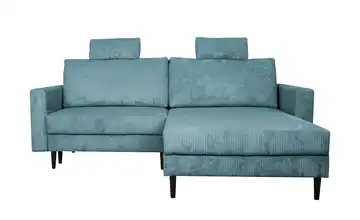 uno Ecksofa trendiger Cordstoff Livorno Blau Erweiterte Funktion rechts