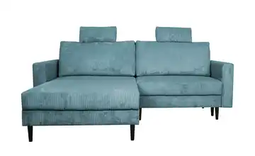 uno Ecksofa trendiger Cordstoff Livorno Blau Erweiterte Funktion links