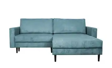 uno Ecksofa trendiger Cordstoff Livorno Blau ohne rechts