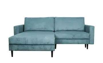 uno Ecksofa trendiger Cordstoff Livorno Blau ohne links