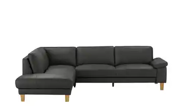 Ecksofa Leder RW-Select Schwarz links