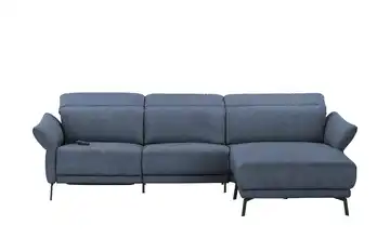 Ecksofa Leder Bellana Dunkelblau rechts Erweiterte Funktion